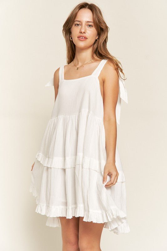 Square neck ruffle dress - Blu Lotus Boutique