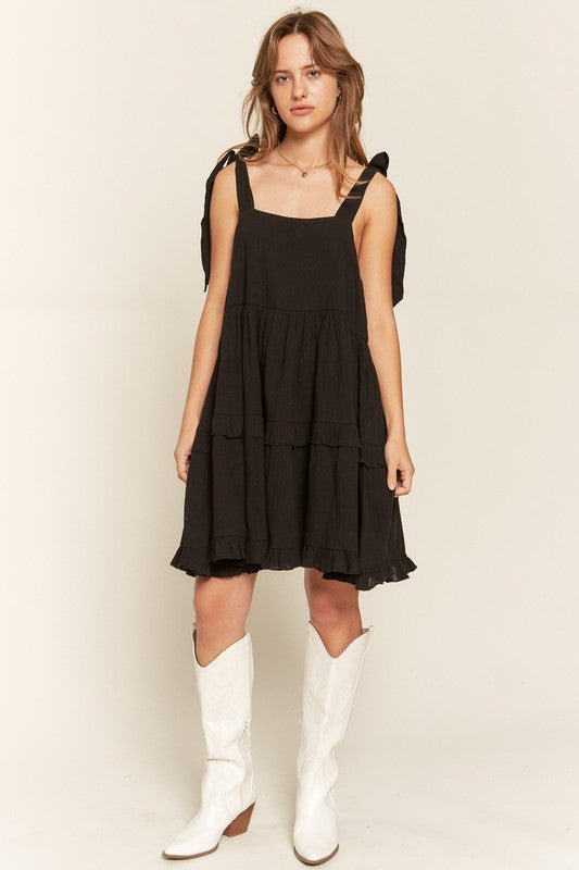 Square neck ruffle dress - Blu Lotus Boutique