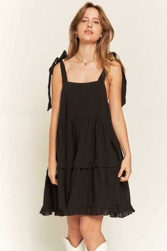 Square neck ruffle dress - Blu Lotus Boutique