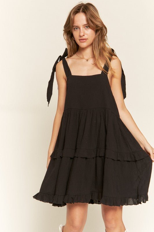 Square neck ruffle dress - Blu Lotus Boutique