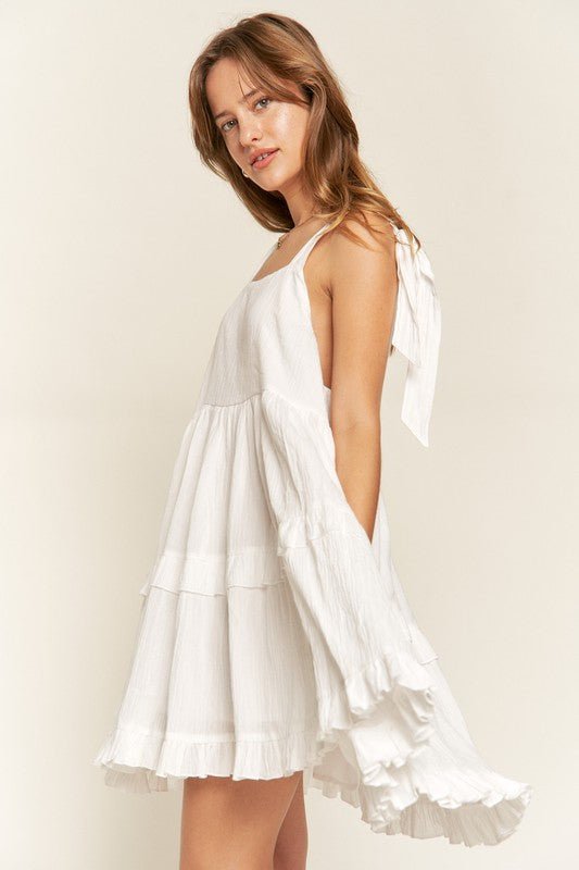 Square neck ruffle dress - Blu Lotus Boutique