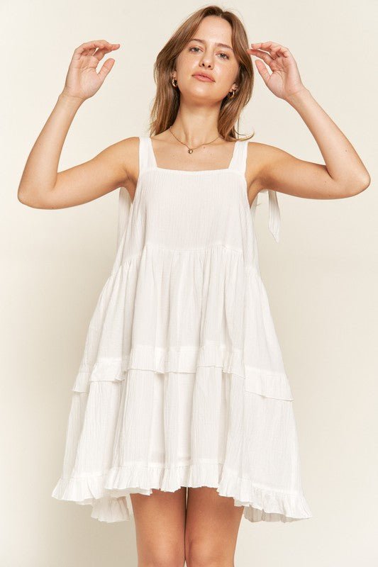 Square neck ruffle dress - Blu Lotus Boutique