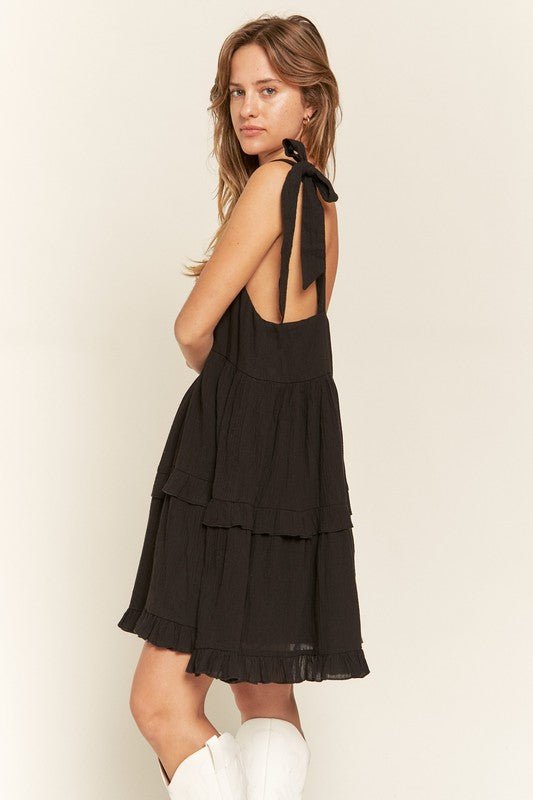 Square neck ruffle dress - Blu Lotus Boutique