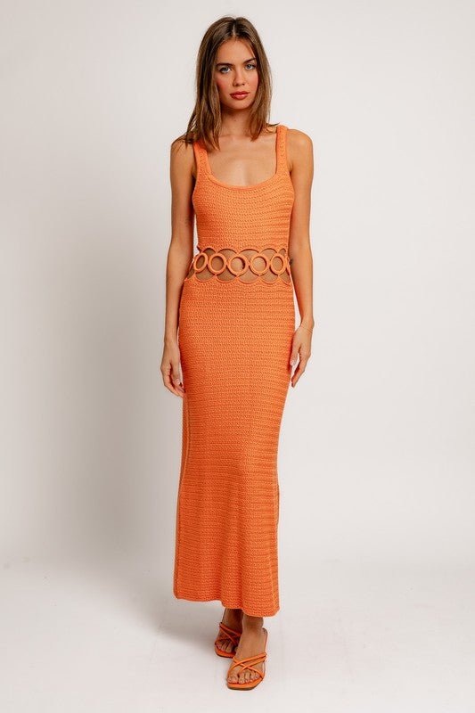 Square Neck Sleeveless Crochet Midi Dress - Blu Lotus Boutique