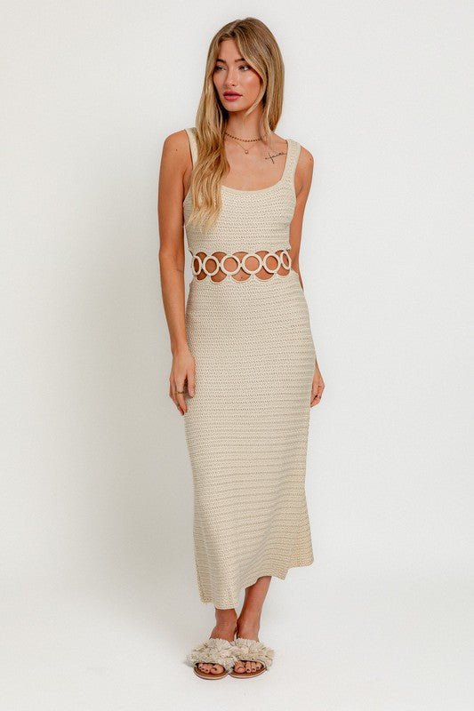 Square Neck Sleeveless Crochet Midi Dress - Blu Lotus Boutique