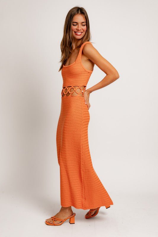 Square Neck Sleeveless Crochet Midi Dress - Blu Lotus Boutique
