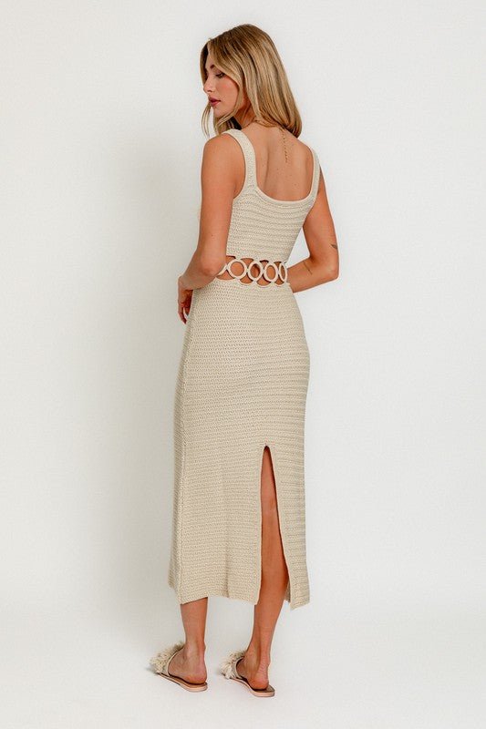 Square Neck Sleeveless Crochet Midi Dress - Blu Lotus Boutique