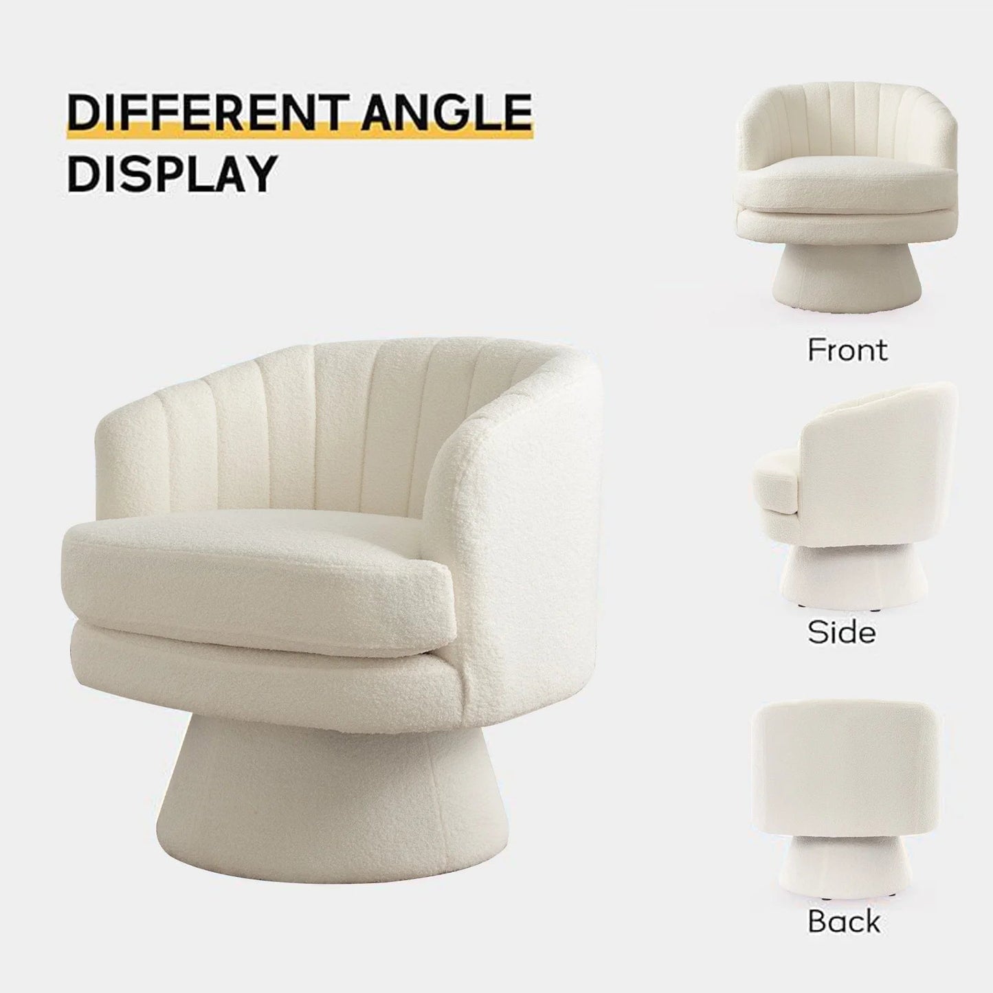 Swivel Accent Chair with Armrest, Modern 360 Degree Swivel Barrel Chair with Curve Back for Living Room,Bedroom,Waiting Room - Blu Lotus Boutique