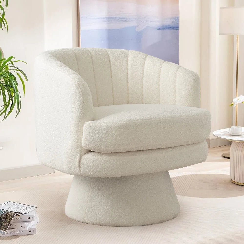 Swivel Accent Chair with Armrest, Modern 360 Degree Swivel Barrel Chair with Curve Back for Living Room,Bedroom,Waiting Room - Blu Lotus Boutique
