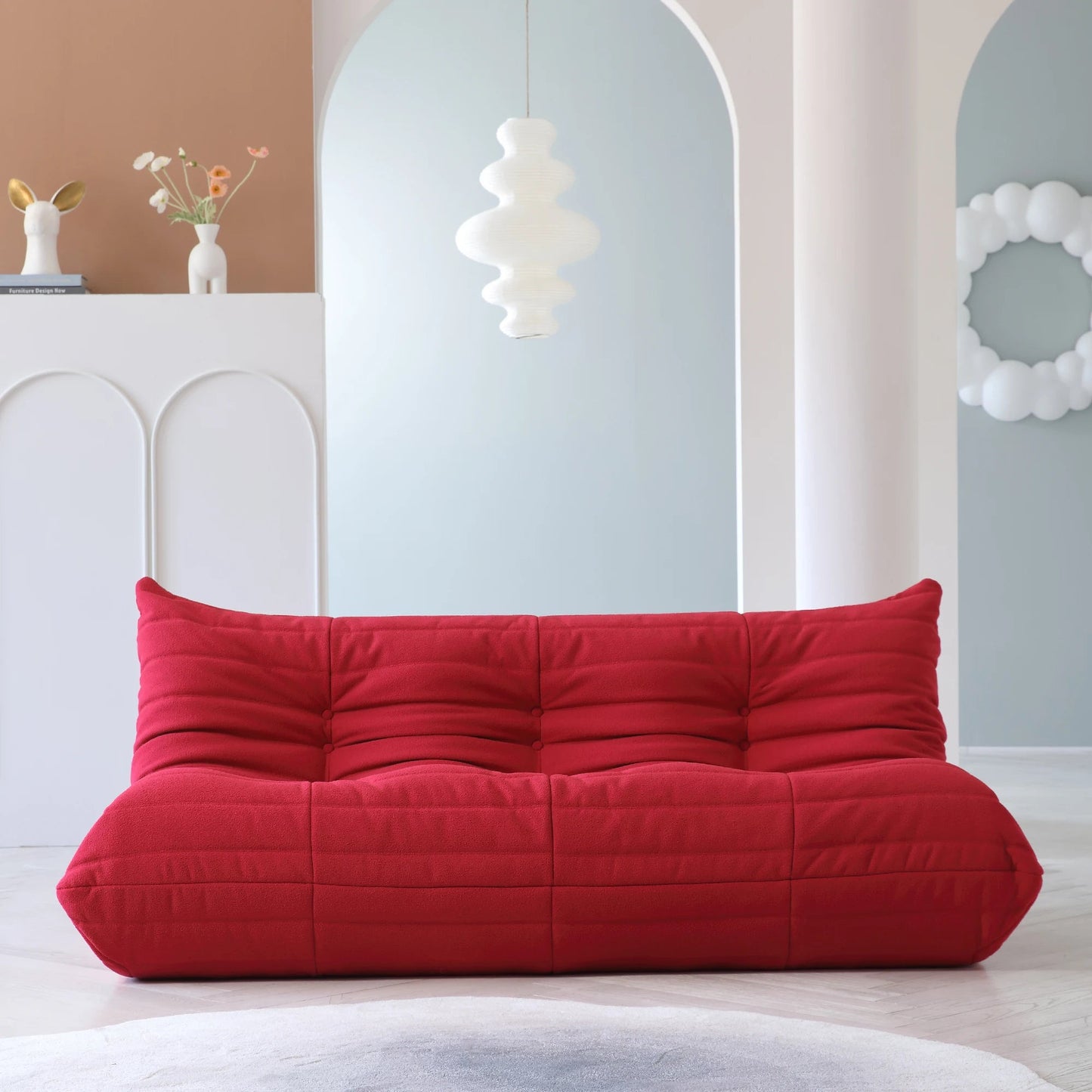 Teddy Fabric Bean Bag Sofas Comfy Lazy Floor Sofa Couch Soft Lounge Chairs Foam - Filled Accent Chair for Living Room Bedroom - Blu Lotus Boutique