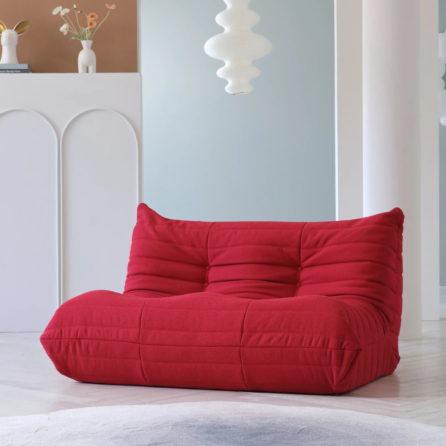 Teddy Fabric Bean Bag Sofas Comfy Lazy Floor Sofa Couch Soft Lounge Chairs Foam - Filled Accent Chair for Living Room Bedroom - Blu Lotus Boutique
