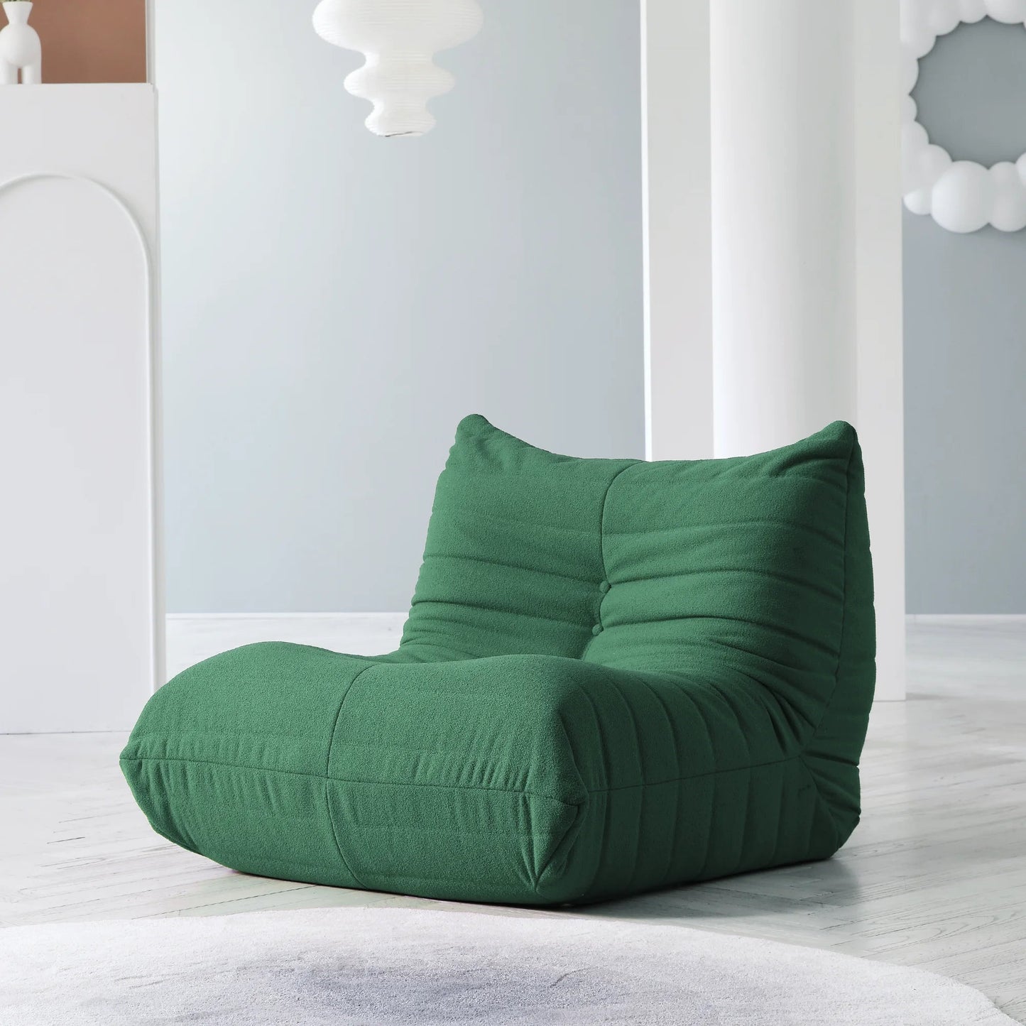 Teddy Fabric Bean Bag Sofas Comfy Lazy Floor Sofa Couch Soft Lounge Chairs Foam - Filled Accent Chair for Living Room Bedroom - Blu Lotus Boutique