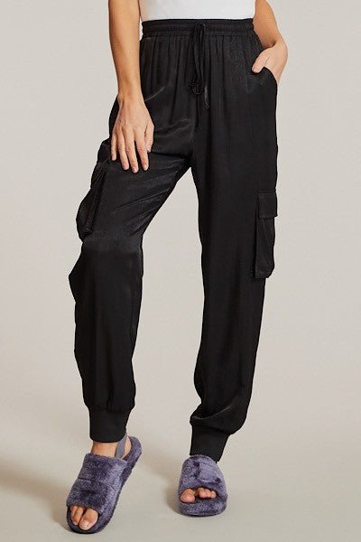 Textured satin cargo pants - Blu Lotus Boutique