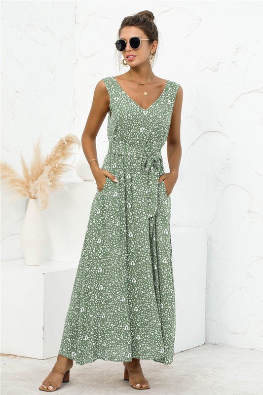 Tie Detail Maxi Dress - Blu Lotus Boutique