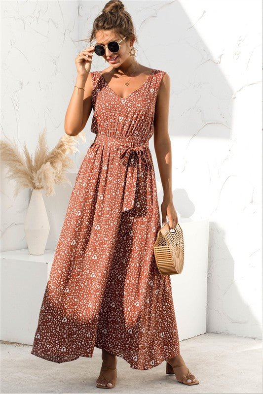 Tie Detail Maxi Dress - Blu Lotus Boutique