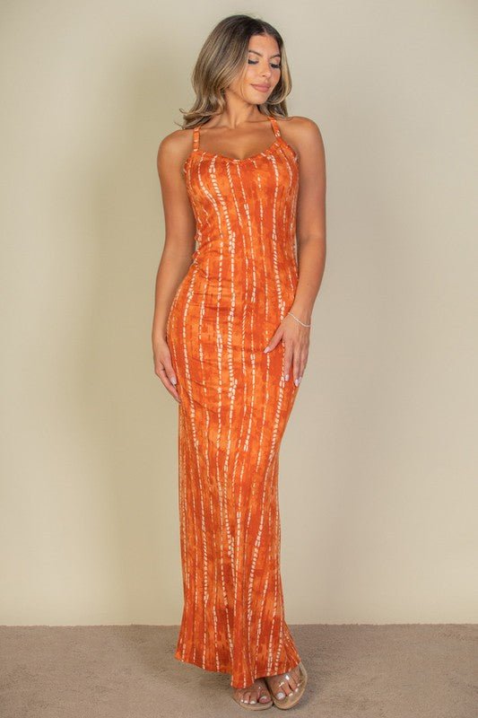 Tie Dye Printed Cami Bodycon Maxi Dress - Blu Lotus Boutique