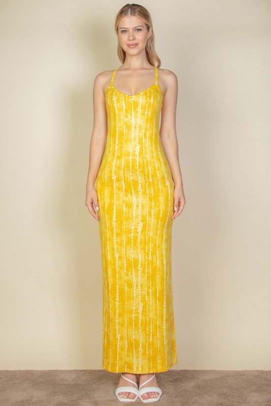 Tie Dye Printed Cami Bodycon Maxi Dress - Blu Lotus Boutique