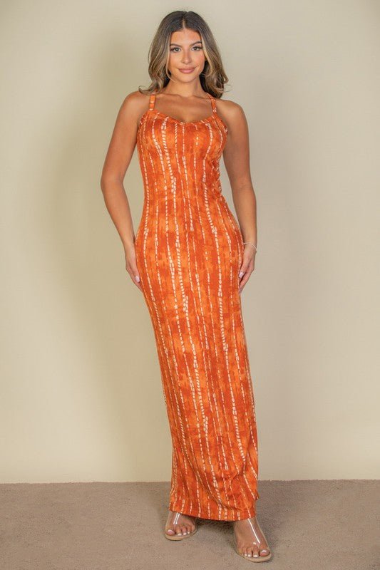 Tie Dye Printed Cami Bodycon Maxi Dress - Blu Lotus Boutique