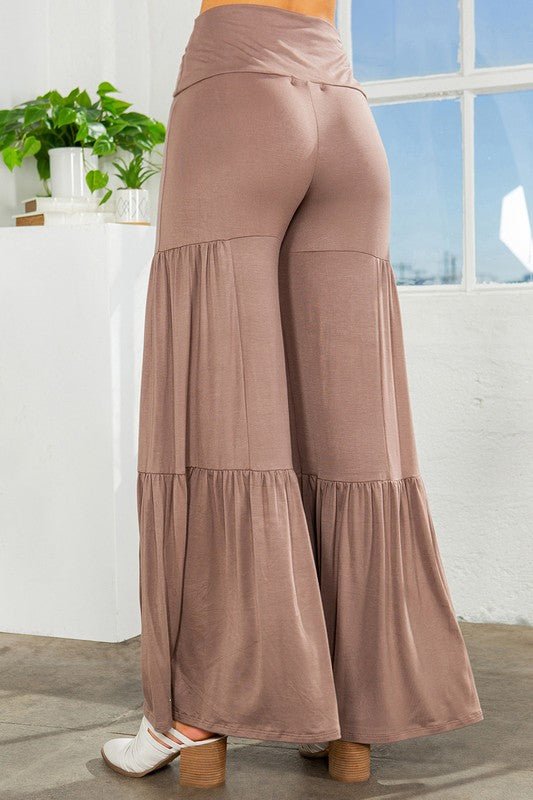 Tiered Ruffle High Waisted Wide Leg Pants - Blu Lotus Boutique