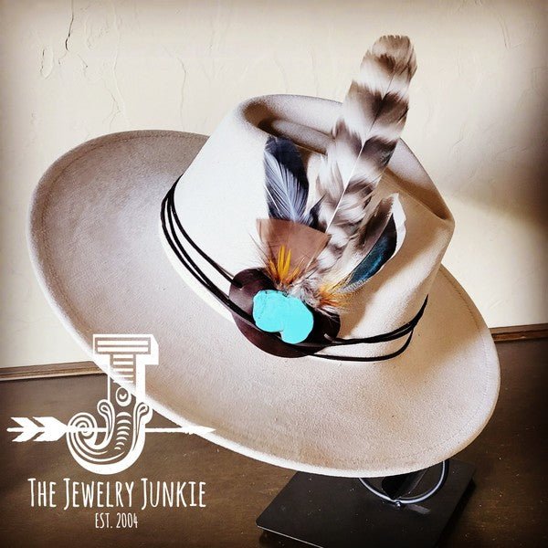 Turkey Feather&Turquoise Slab Hatband Choice Hat - Blu Lotus Boutique