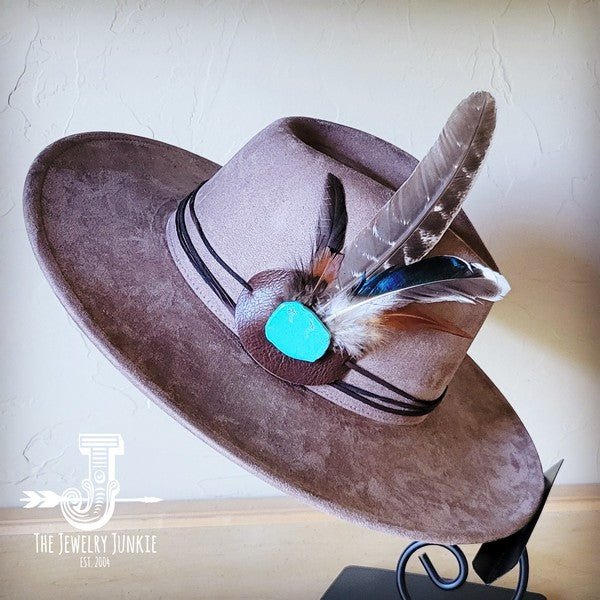 Turkey Feather&Turquoise Slab Hatband Choice Hat - Blu Lotus Boutique
