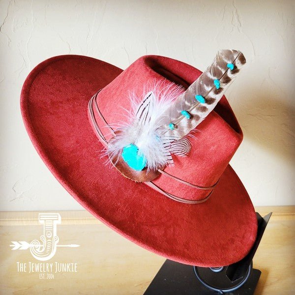 Turq Accent TurkeyFeather HatBand & Choice of Hat - Blu Lotus Boutique