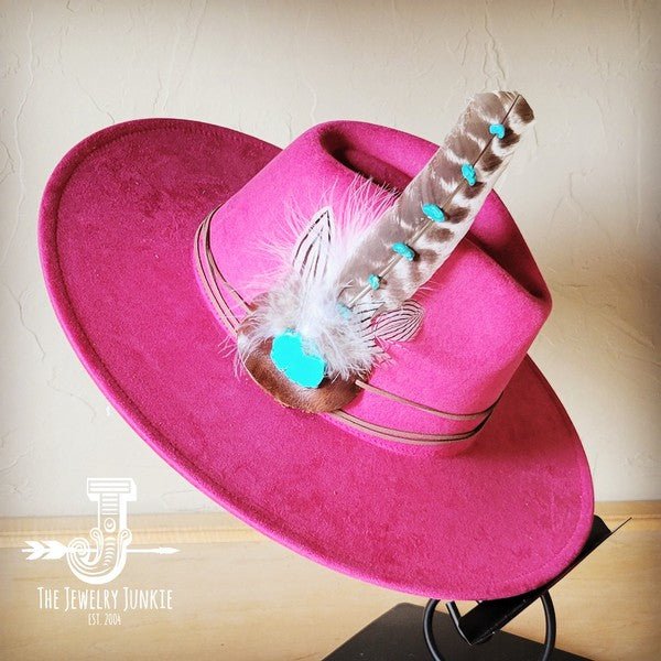 Turq Accent TurkeyFeather HatBand & Choice of Hat - Blu Lotus Boutique