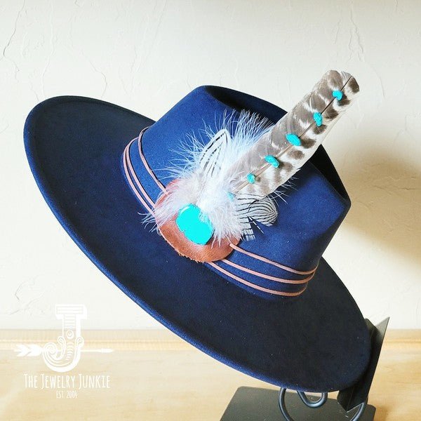 Turq Accent TurkeyFeather HatBand & Choice of Hat - Blu Lotus Boutique