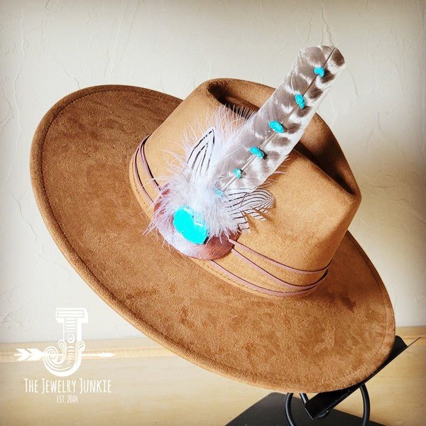 Turq Accent TurkeyFeather HatBand & Choice of Hat - Blu Lotus Boutique