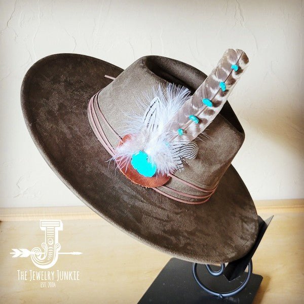 Turq Accent TurkeyFeather HatBand & Choice of Hat - Blu Lotus Boutique
