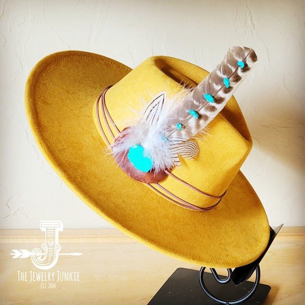 Turq Accent TurkeyFeather HatBand & Choice of Hat - Blu Lotus Boutique