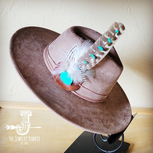 Turq Accent TurkeyFeather HatBand & Choice of Hat - Blu Lotus Boutique