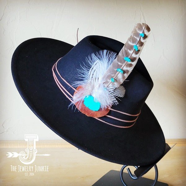 Turq Accent TurkeyFeather HatBand & Choice of Hat - Blu Lotus Boutique