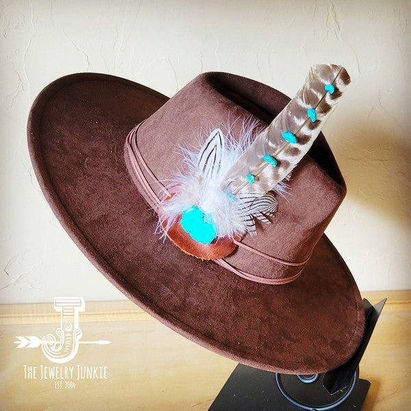 Turq Accent TurkeyFeather HatBand & Choice of Hat - Blu Lotus Boutique