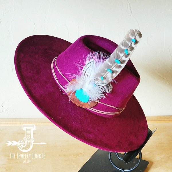 Turq Accent TurkeyFeather HatBand & Choice of Hat - Blu Lotus Boutique