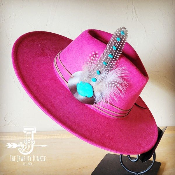 TurquAccent GuineaFeather Hatband/Choice of Hat - Blu Lotus Boutique