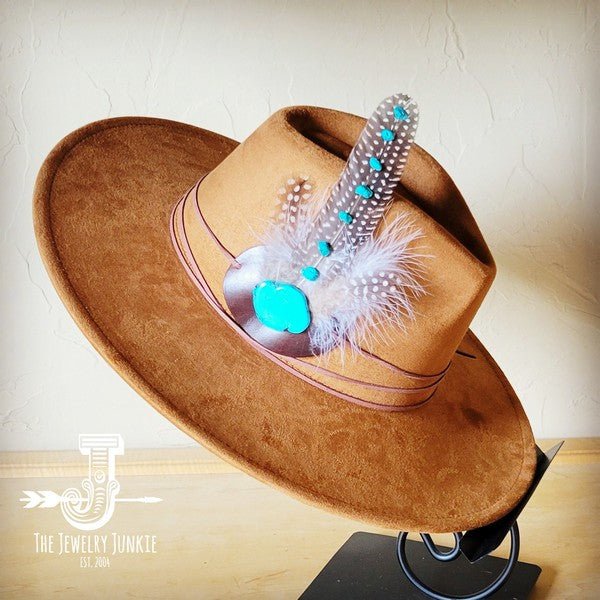 TurquAccent GuineaFeather Hatband/Choice of Hat - Blu Lotus Boutique