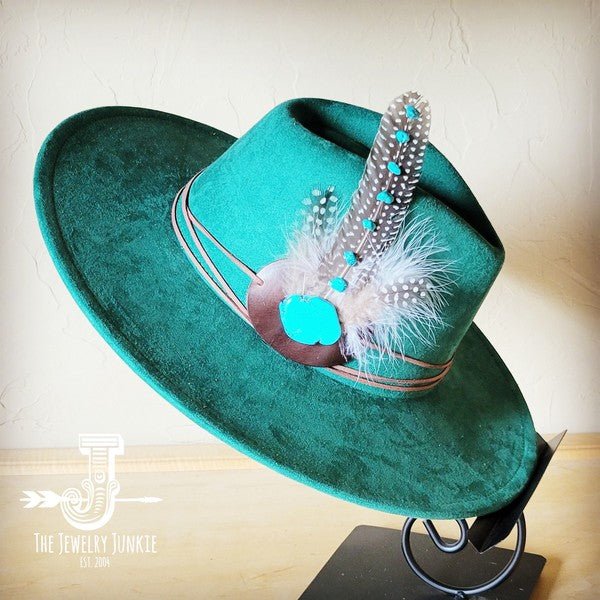 TurquAccent GuineaFeather Hatband/Choice of Hat - Blu Lotus Boutique