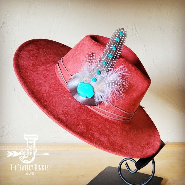 TurquAccent GuineaFeather Hatband/Choice of Hat - Blu Lotus Boutique
