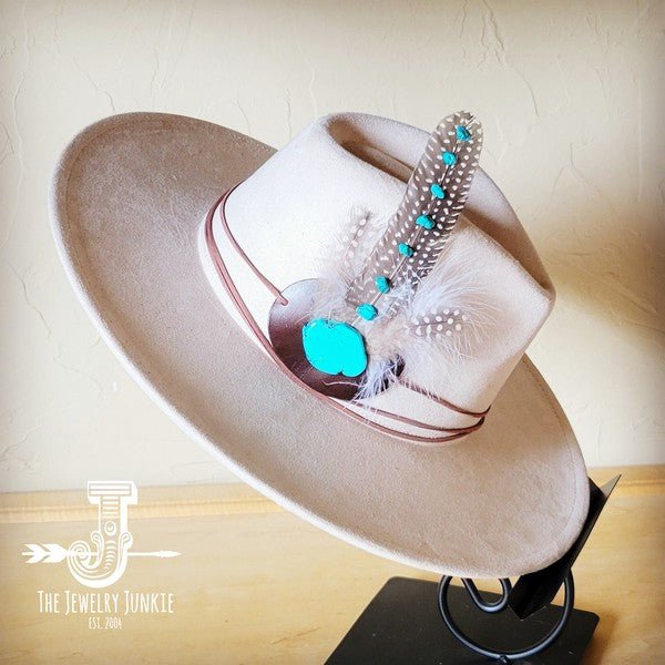 TurquAccent GuineaFeather Hatband/Choice of Hat - Blu Lotus Boutique