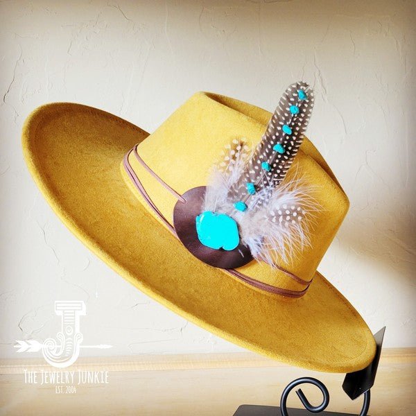 TurquAccent GuineaFeather Hatband/Choice of Hat - Blu Lotus Boutique