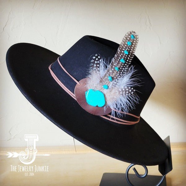 TurquAccent GuineaFeather Hatband/Choice of Hat - Blu Lotus Boutique