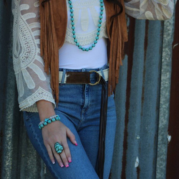 Turquoise Blue Melon Beaded Stretch Bracelet - Blu Lotus Boutique