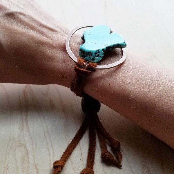 Turquoise Bracelet Stone Slab & Adjustable Ties - Blu Lotus Boutique