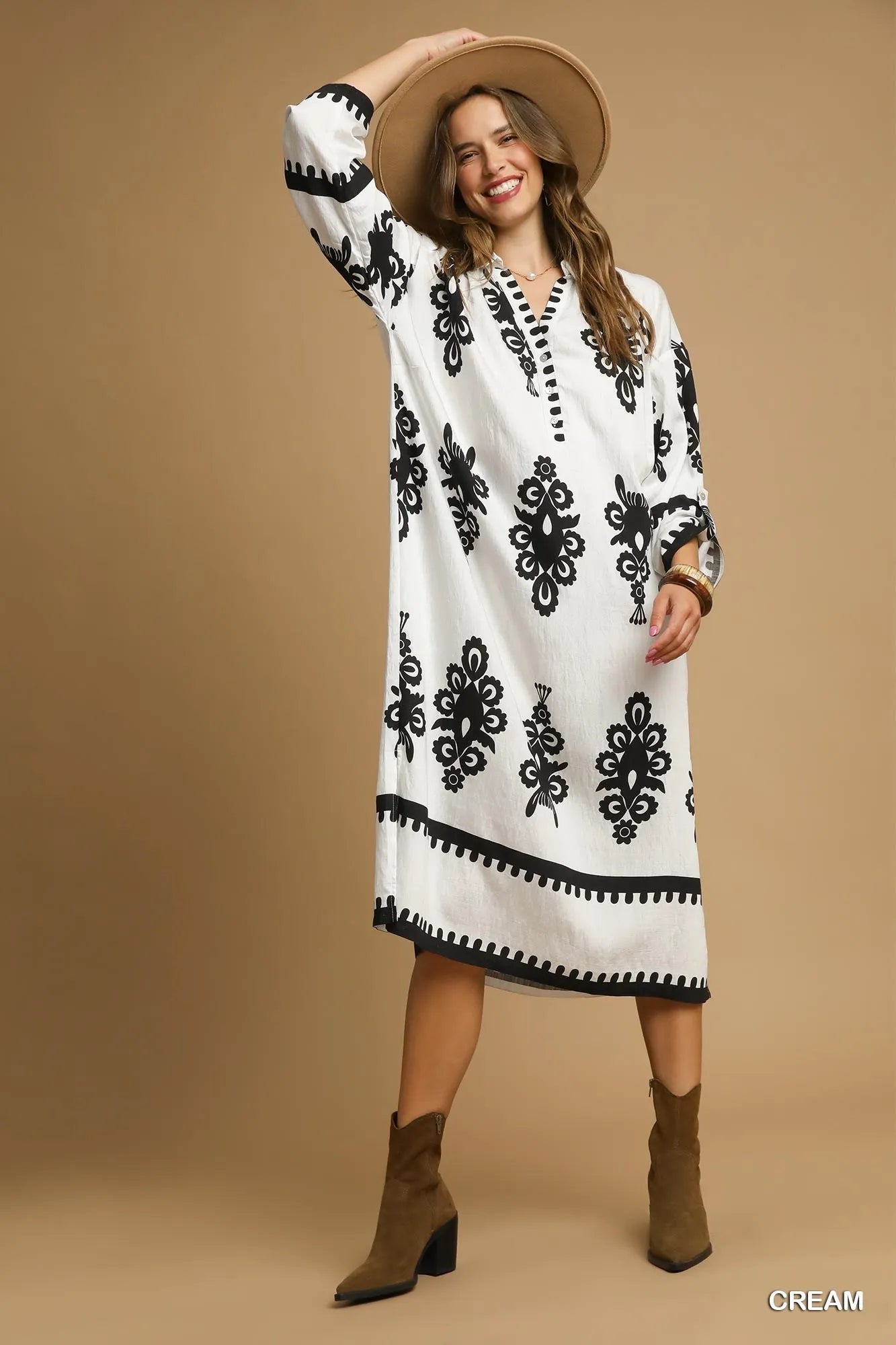 Umgee Abstract Print Midi Dress - Blu Lotus Boutique