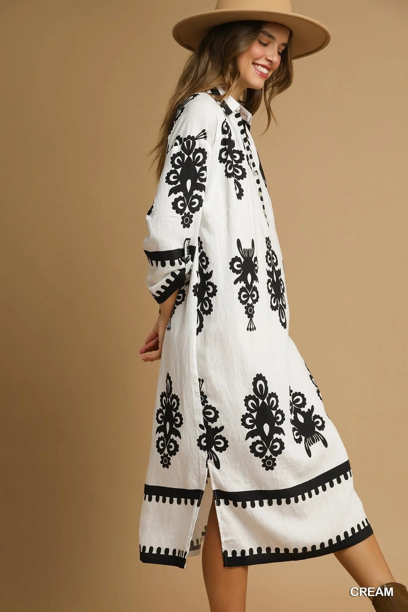 Umgee Abstract Print Midi Dress - Blu Lotus Boutique