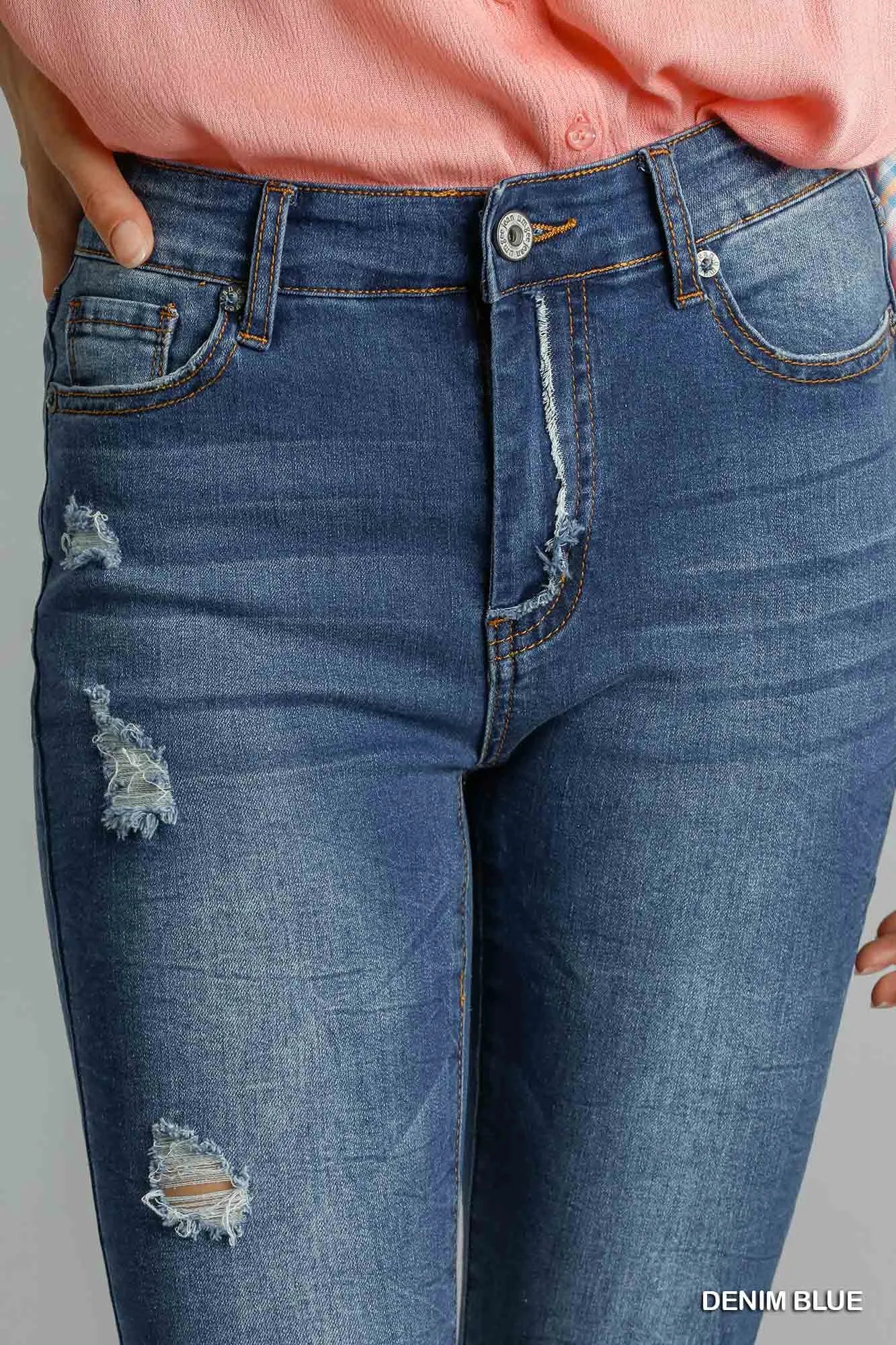 Umgee Distressed Skinny Jeans with Pockets - Blu Lotus Boutique