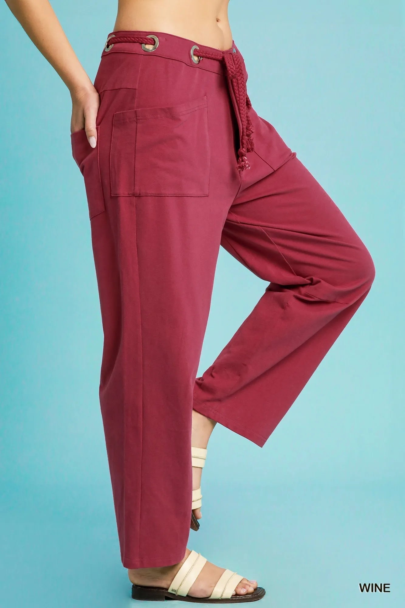 Umgee Drawstring Wide Leg Casual Pants - Blu Lotus Boutique