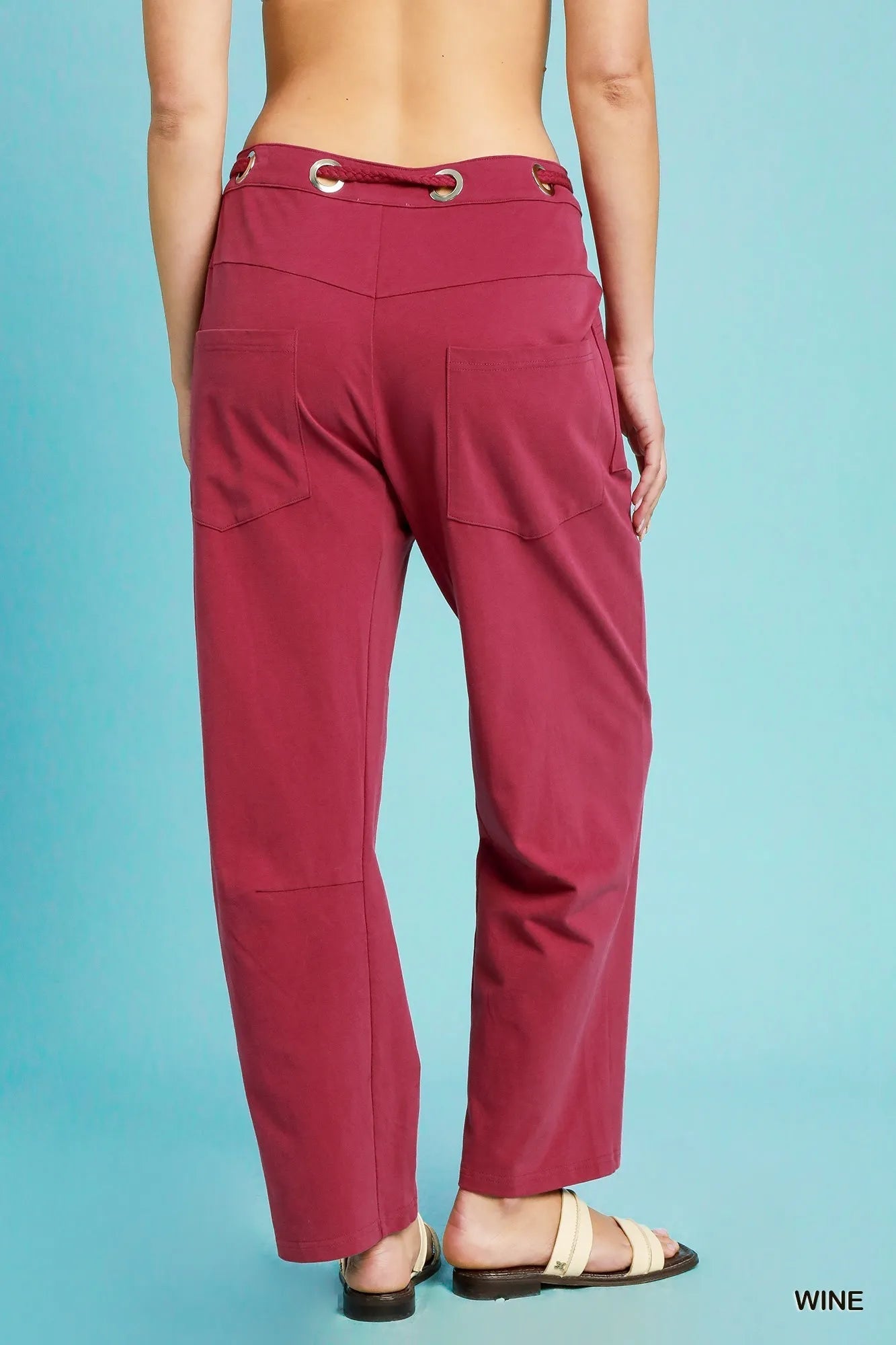 Umgee Drawstring Wide Leg Casual Pants - Blu Lotus Boutique