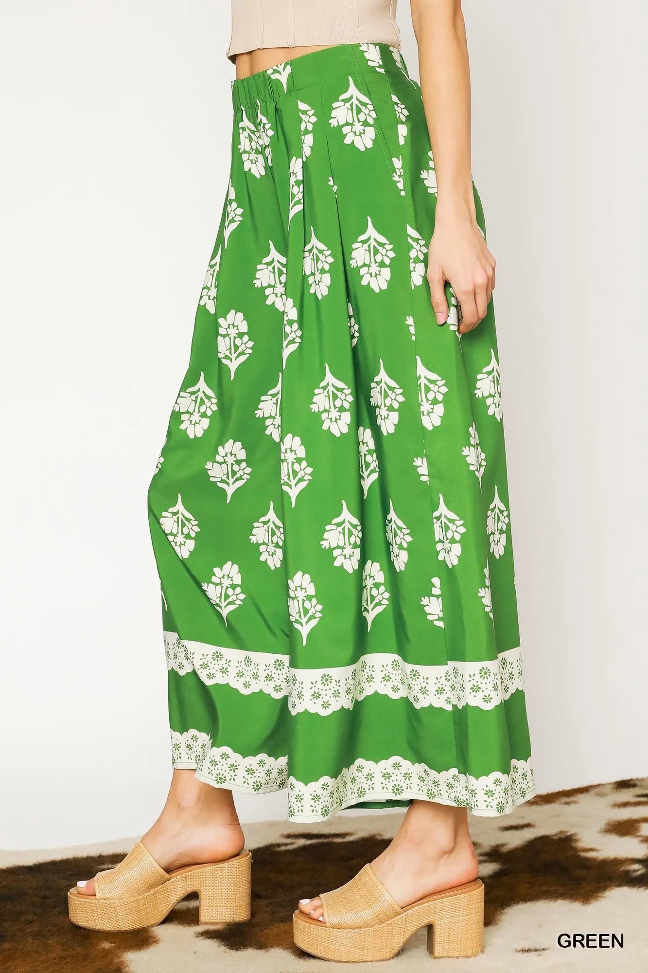 Umgee Floral Pleated Wide - Leg Pants - Blu Lotus Boutique
